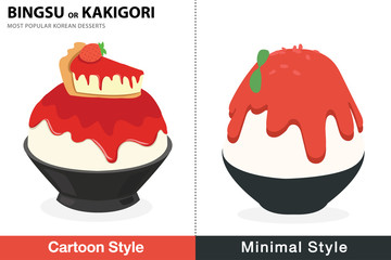 Double pack - 2 style strawberry bingsu illustration vector [Converted]