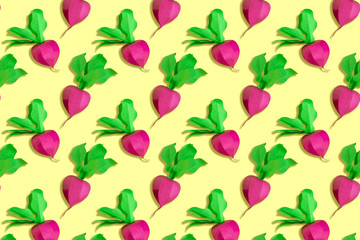 Colorful background of paper radishes