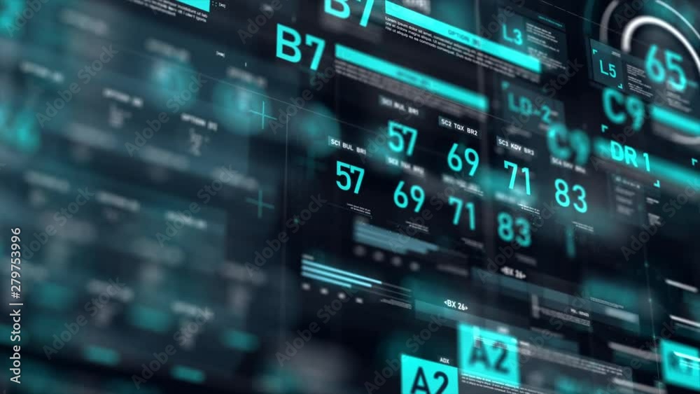 Poster futuristic user interface hud gui digital text number element for cyber technology concept with shal