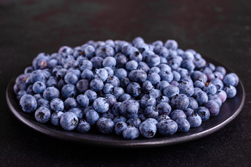 Blueberry antioxidant organic superfood in a bowl concept for healthy eating and nutrition