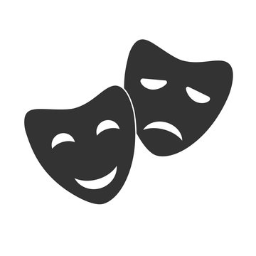 Theatre masks vector icon. Tragedy and comedy