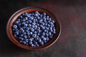 Blueberry antioxidant organic superfood in a bowl concept for healthy eating and nutrition