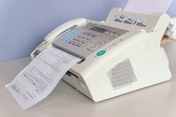 The fax machine for Sending documents in the office