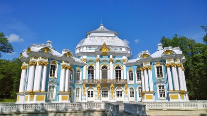 ST. PETERSBURG, RUSSIA - July 16, 2019: Hermitage Pavilion in Royal Catherine park. Pushkin...
