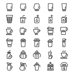 Various glasses for drinks line icons