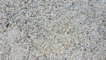 Aerial view glass bottles at the garbage dump, Recycling glass bottles.