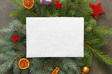 Blank card on beautiful Christmas wreath