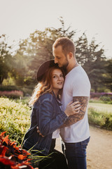 Fototapeta premium Happy loving couple outdoor in park .