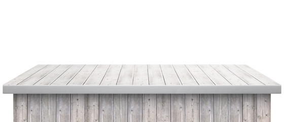 Light wooden table top isolated on white background - can be used for display or montage your products. 3d illustration