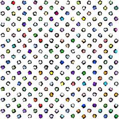 Grunge polka dot pattern on white background. Vector seamless image.