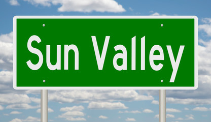 Rendering of a green highway sign for Sun Valley