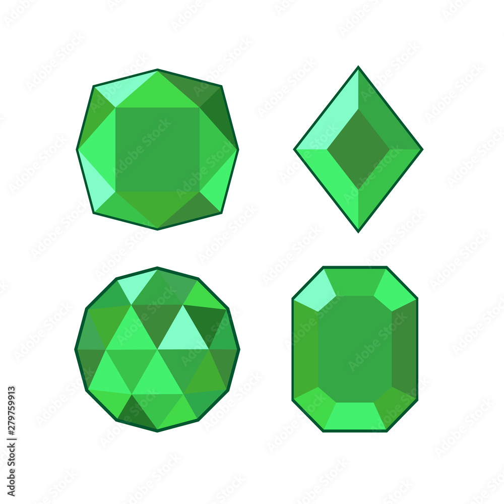 Poster green crystal and gemstones line icon template color editable. diamond symbol vector sign isolated o