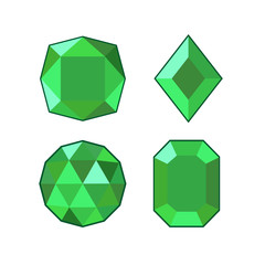 Green crystal and gemstones line icon template color editable. Diamond symbol vector sign isolated on white background. Sympel logo vector illustration for graphic and web design