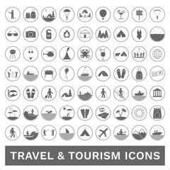 Tourism, travel, outdoor, recreation, sport icons. Vector.