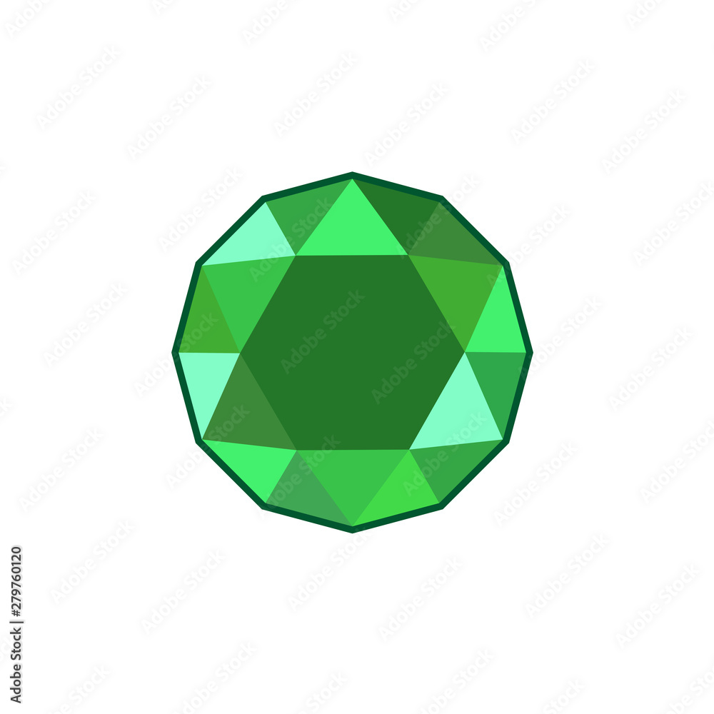 Poster green crystal and gemstones line icon template color editable. diamond symbol vector sign isolated o