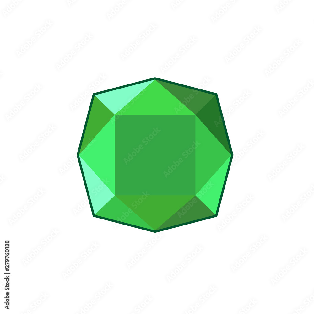 Poster green crystal and gemstones line icon template color editable. diamond symbol vector sign isolated o
