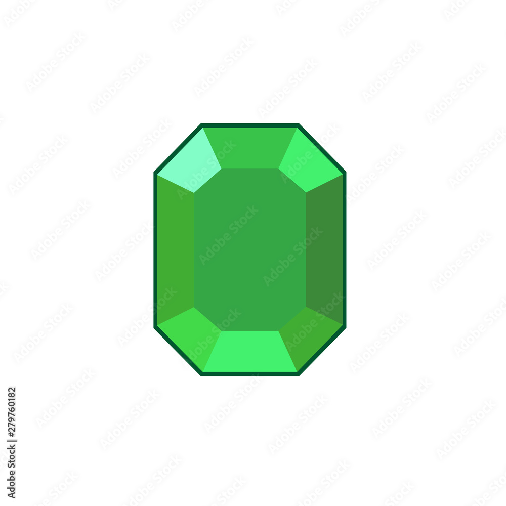 Poster green crystal and gemstones line icon template color editable. diamond symbol vector sign isolated o