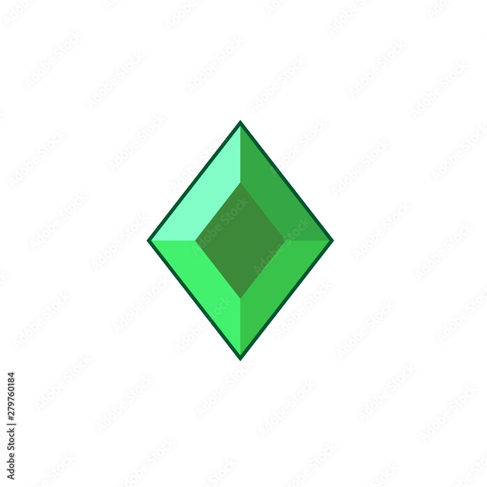 Poster Green crystal and gemstones line icon template color editable. Diamond symbol vector sign isolated on white background. Sympel logo vector illustration for graphic and web design