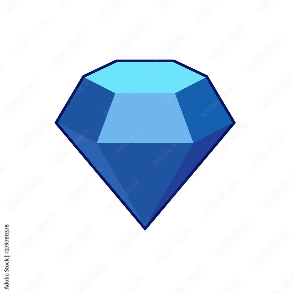Poster Blue crystal and gemstones line icon template color editable. Diamond symbol vector sign isolated on white background. Sympel logo vector illustration for graphic and web design