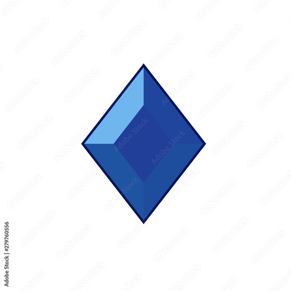 Poster blue crystal and gemstones line icon template color editable. diamond symbol vector sign isolated on
