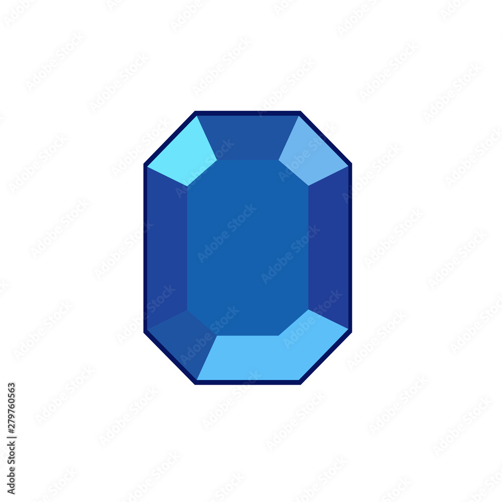 Poster Blue crystal and gemstones line icon template color editable. Diamond symbol vector sign isolated on white background. Sympel logo vector illustration for graphic and web design