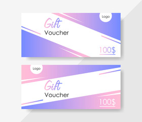 Gift voucher card template. Modern discount coupon or certificate layout with geometric shape pattern. Vector illustration
