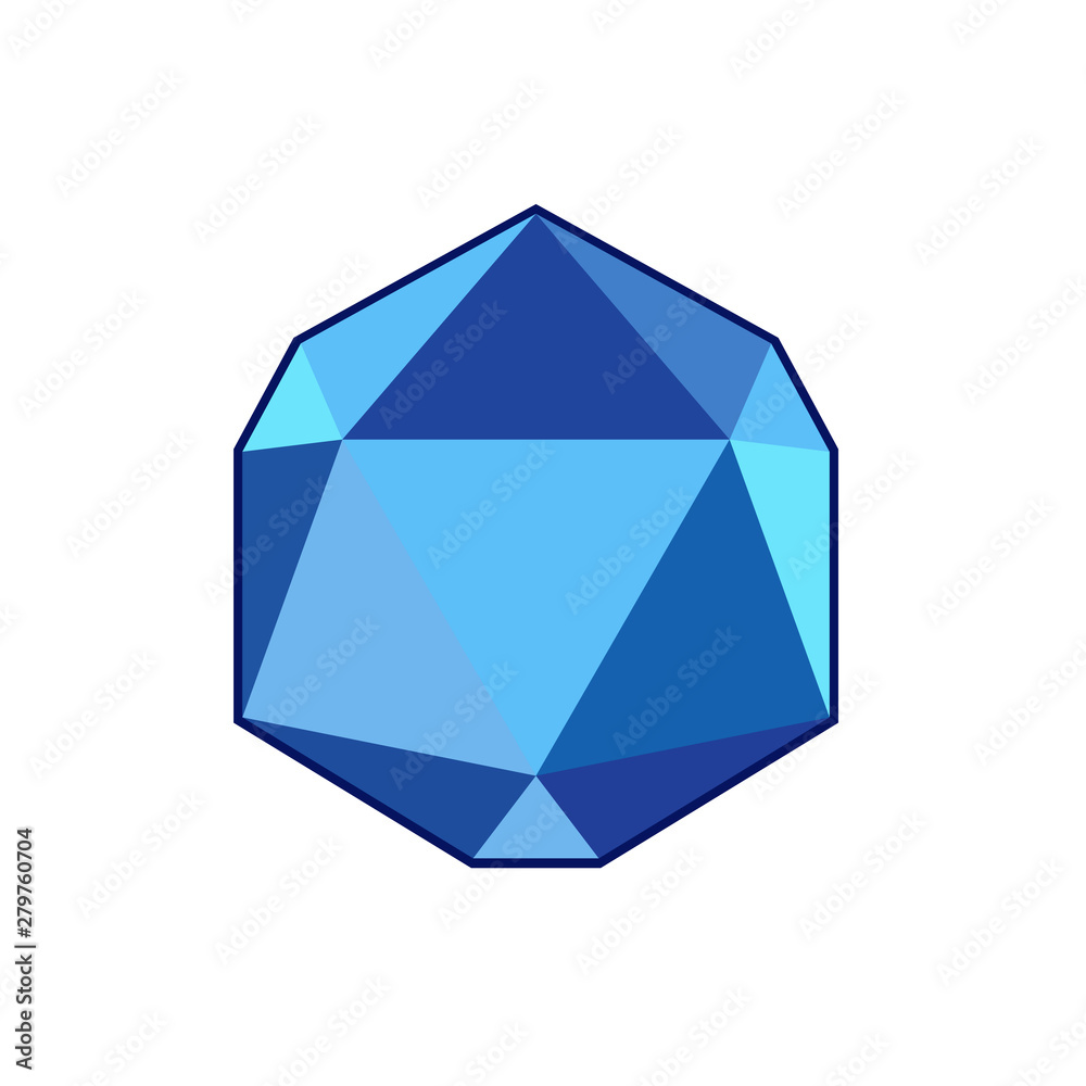 Poster blue crystal and gemstones line icon template color editable. diamond symbol vector sign isolated on