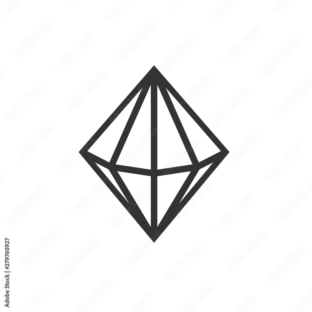 Poster crystal and gemstones line icon template color editable. diamond symbol vector sign isolated on whit