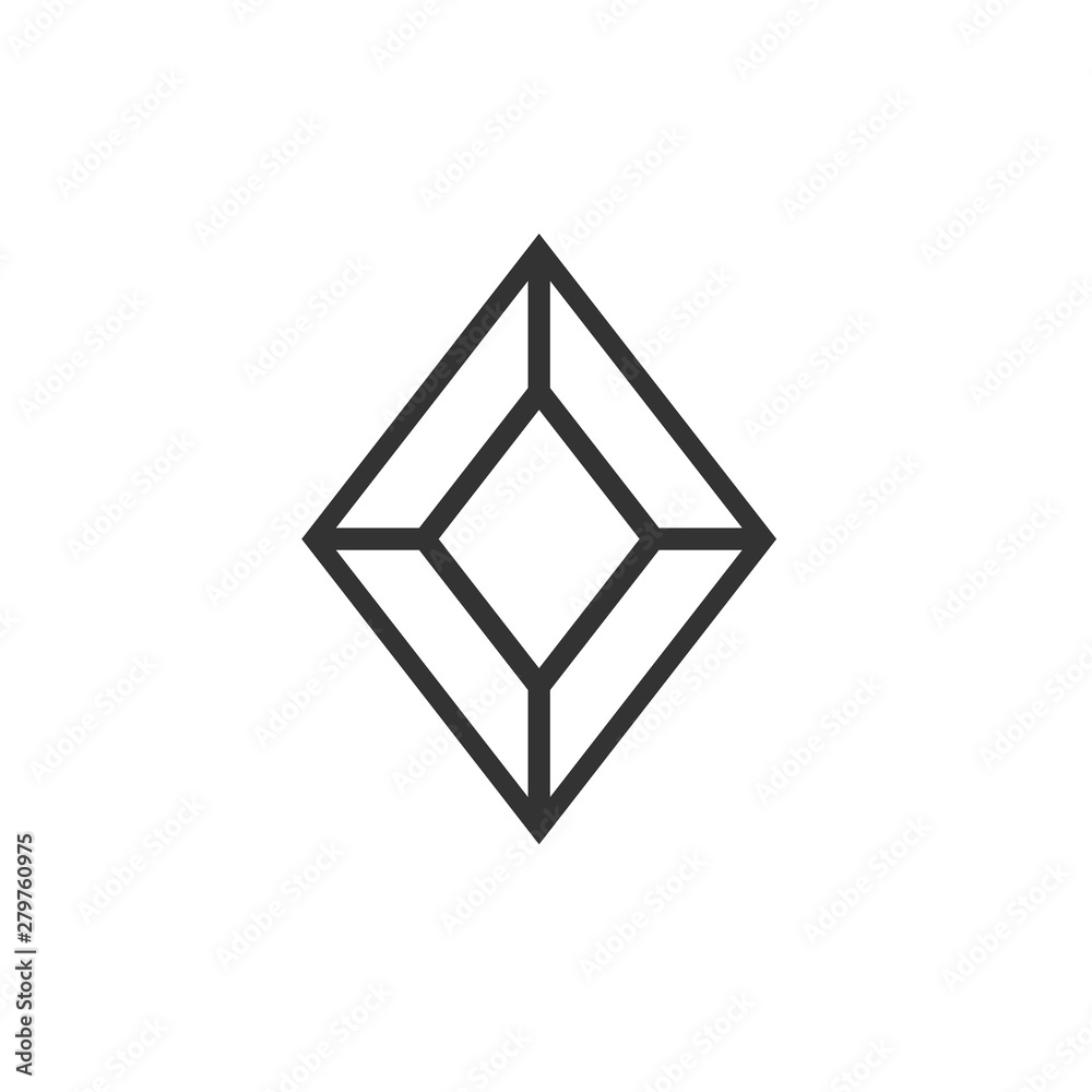 Aufkleber Crystal and gemstones line icon template color editable. Diamond symbol vector sign isolated on white background. Sympel logo vector illustration for graphic and web design