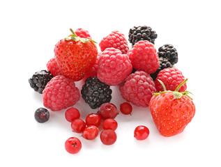 Ripe berries on white background