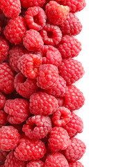 Ripe raspberry on white background