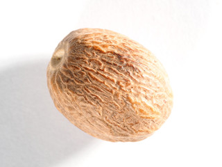 Nutmeg (Myristica fragrans) on a white background