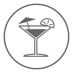 Alcohol cocktail with umbrella. Vector icon.