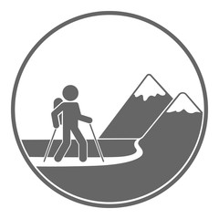 Mountaineering symbol. Tourist icon. Vector.