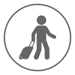 Traveler with luggage. Vector icon. - obrazy, fototapety, plakaty