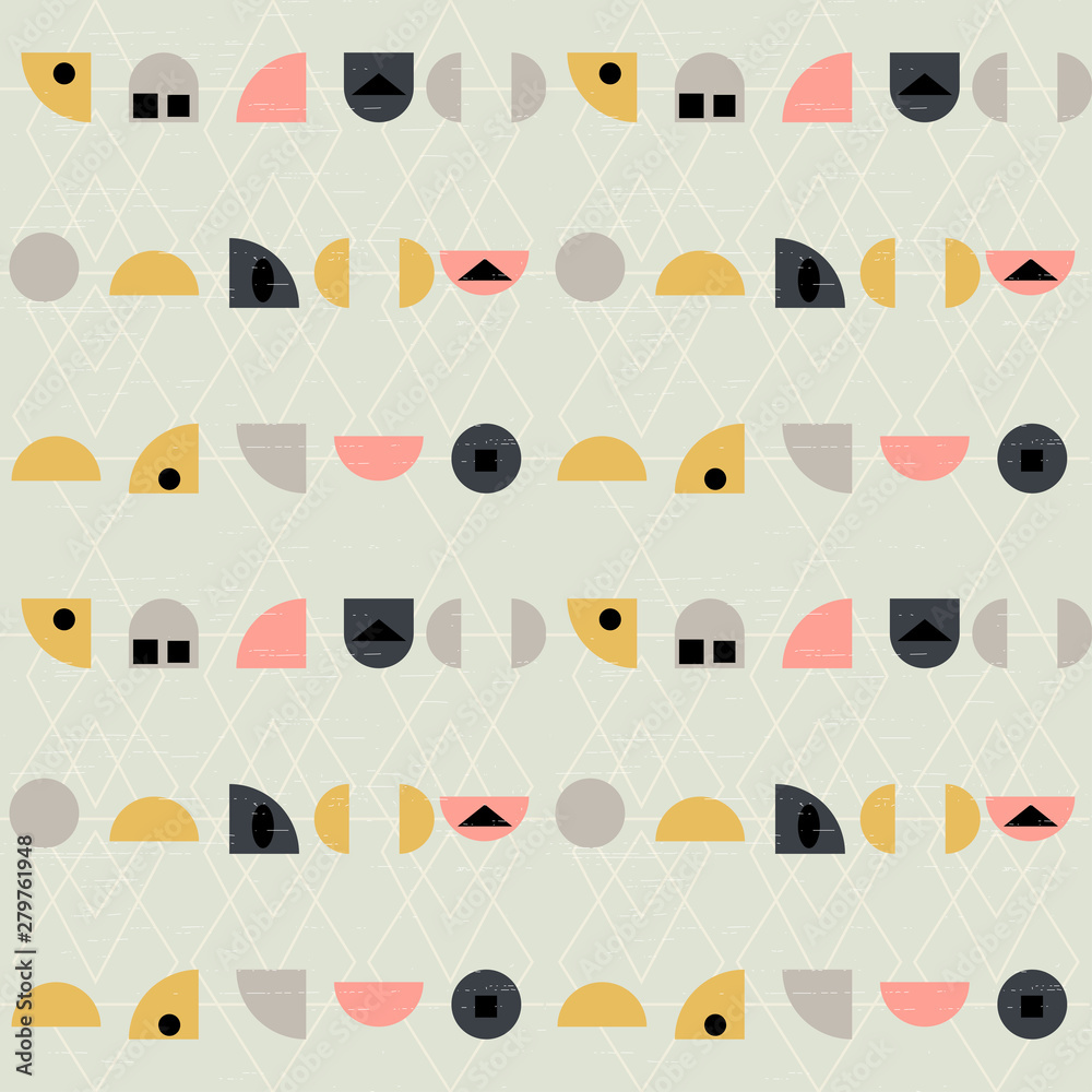 Poster abstract geometric vector seamless pattern inspired by mid-century modern fabrics.