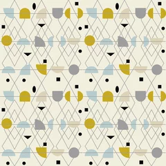 Gordijnen Abstract geometrisch vector naadloos patroon geïnspireerd door moderne stoffen uit het midden van de eeuw. © dinadankersdesign