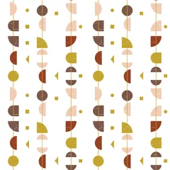 Foto op Plexiglas Jaren 50 Abstract geometrisch vector naadloos patroon geïnspireerd door moderne stoffen uit het midden van de eeuw. Eenvoudige vormen in retro pastelkleuren en gestructureerde achtergrond. Knipmasker wordt gebruikt voor eenvoudige bewerking. eps 10 vector