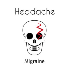 Vector Headache Linear Icon of Skull