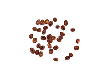 Coffee beans on a white background