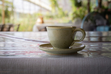 Hot coffee with foam milk, a cup of coffee