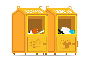 Donation boxes flat vector illustration