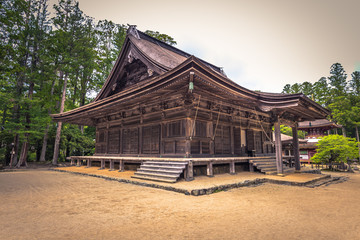 Koyasan - June 04, 2019: Dai Garan Buddhist temple in Koyasan, Japan