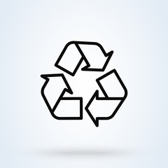 Recycle Simple. Line art modern icon design illustration.