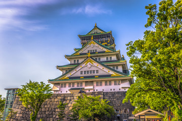 Fototapeta na wymiar Osaka - June 01, 2019: The castle of Osaka in Osaka, Japan