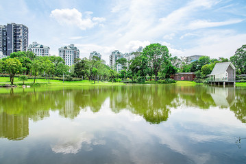 Nectar Lake scenery at Xiangmihu Park, Shenzhen, China