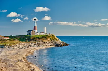 Poster Montauk Leuchtturm und Strand, Long Island, New York, USA. © haveseen