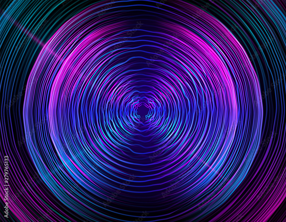 Poster abstract digital future wave lines vector background in circle shape. tech music sound concept. elec