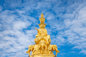 Ten-way Puxian gold statue at the top of Emei Mountain in Sichuan Province, China