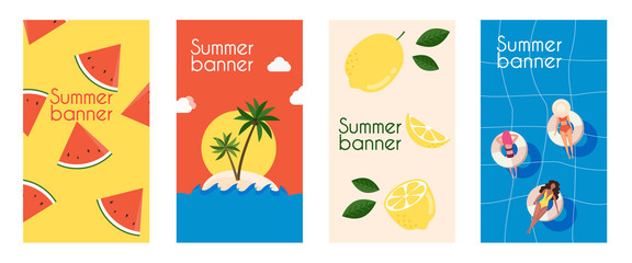 Set of season sale banner templates. Summer Sale Banner. Poster, Flyer, Vector.